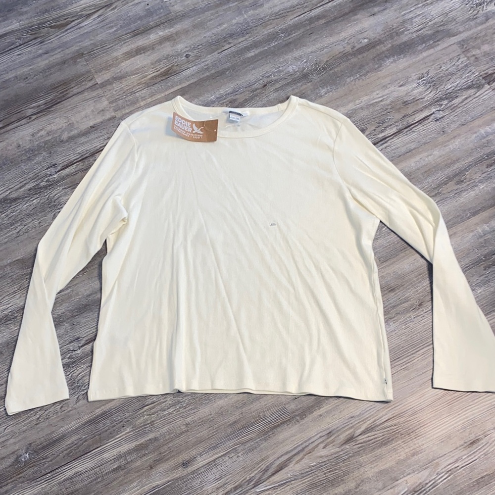 NWT EDDIE BAUER L/S Ribbed Ivory Essential Top 2XL - Picture 3 of 7